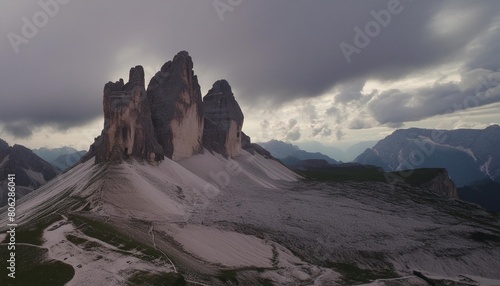 tre cime di lavaredo drei zinnen under a dramatic sky sexten dolomiti south tyrol europe photo