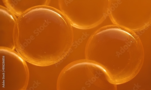 Background illustration of orange themed bubbles with unique design photo