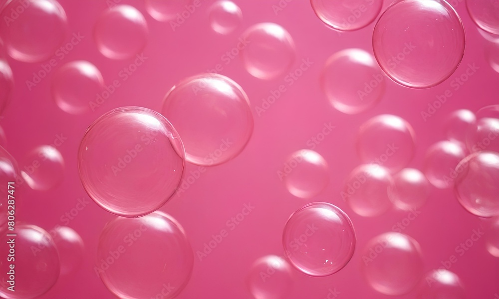 Pink bubbles as an abstract illustration. Each has unique shape and placement.