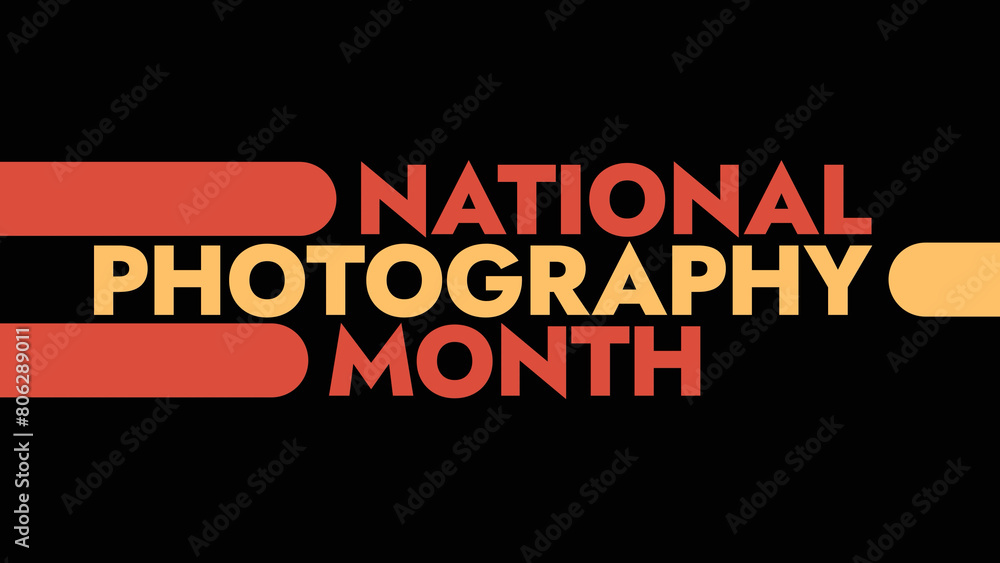 National Photography Month colorful text typography on banner illustration great for wishing and celebrating national photography month in may