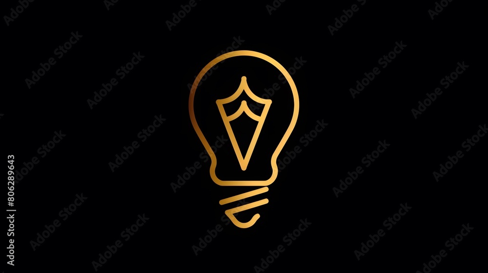 A gleaming gold light bulb radiating a warm amber glow, proudly displaying its logo for all to see A gleaming gold light bulb radiating a warm amber glow, proudly displaying its logo for all to see
