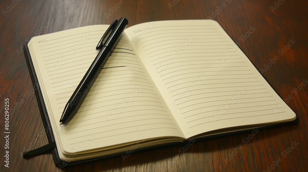 Business plans: notepad and pen on a wooden surface Business plans: notepad and pen on a wooden surface