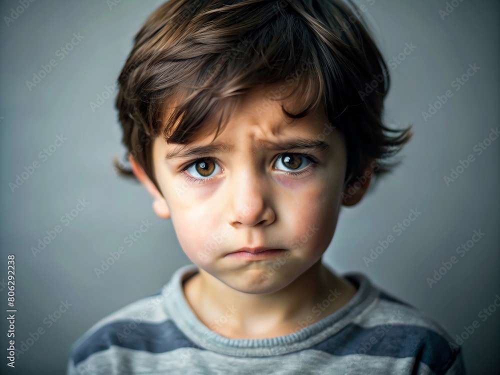 The cute little boy is sad and worried. Catalogue of emotions. Intense melancholy, dissatisfaction and anxiety.
The cute little boy is sad and worried. Catalogue of emotions. Intense melancholy, dissatisfaction and anxiety.