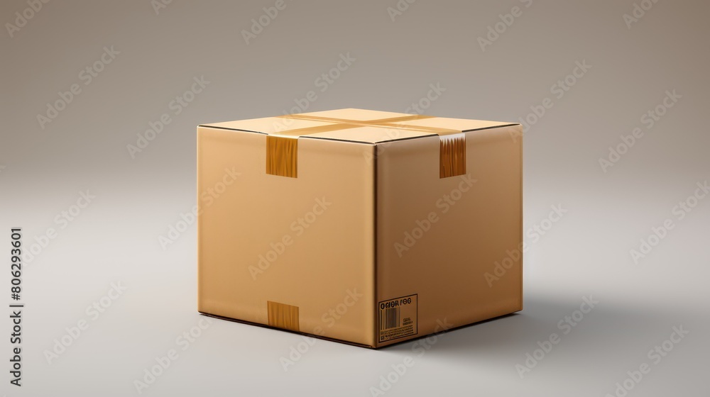 Brown cardboard box on gray background with clipping path Brown cardboard box on gray background with clipping path