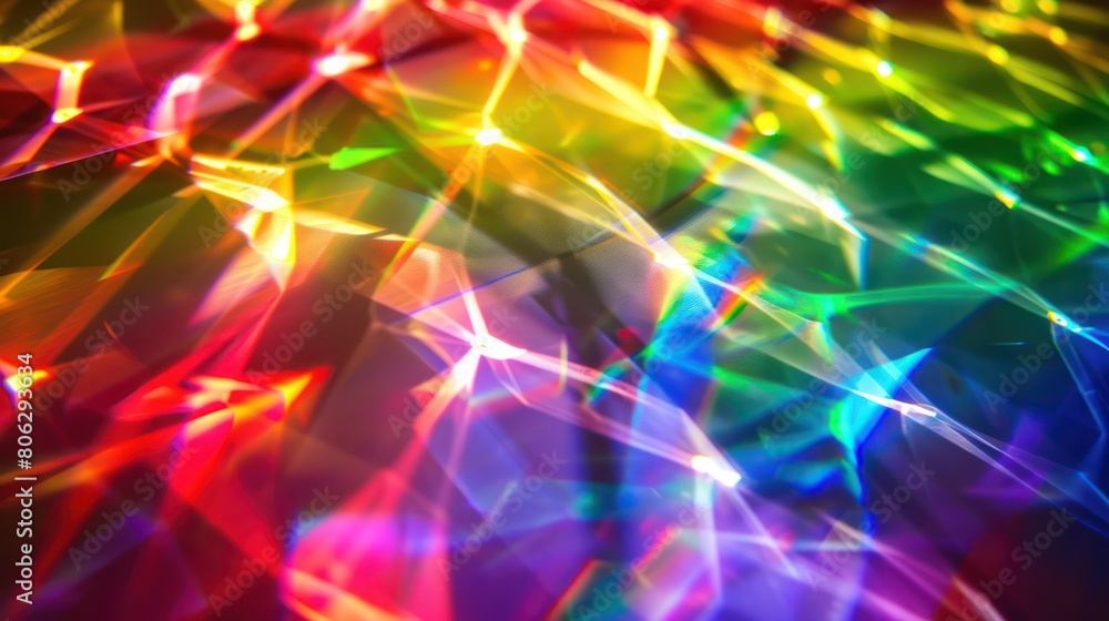 Obraz premium A spectacular display of geometric shapes are illuminated by vivid, multicolored lights in this abstract image