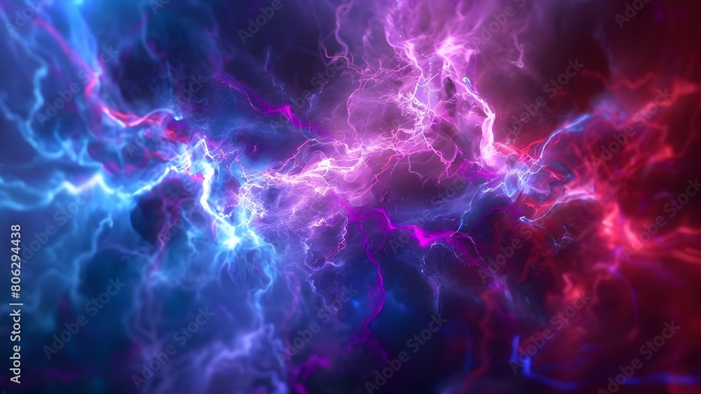 Purple lightning sparks creativity blending technical expertise with social harmony through music. Concept Music, Creativity, Technical Expertise, Social Harmony, Purple Lightning