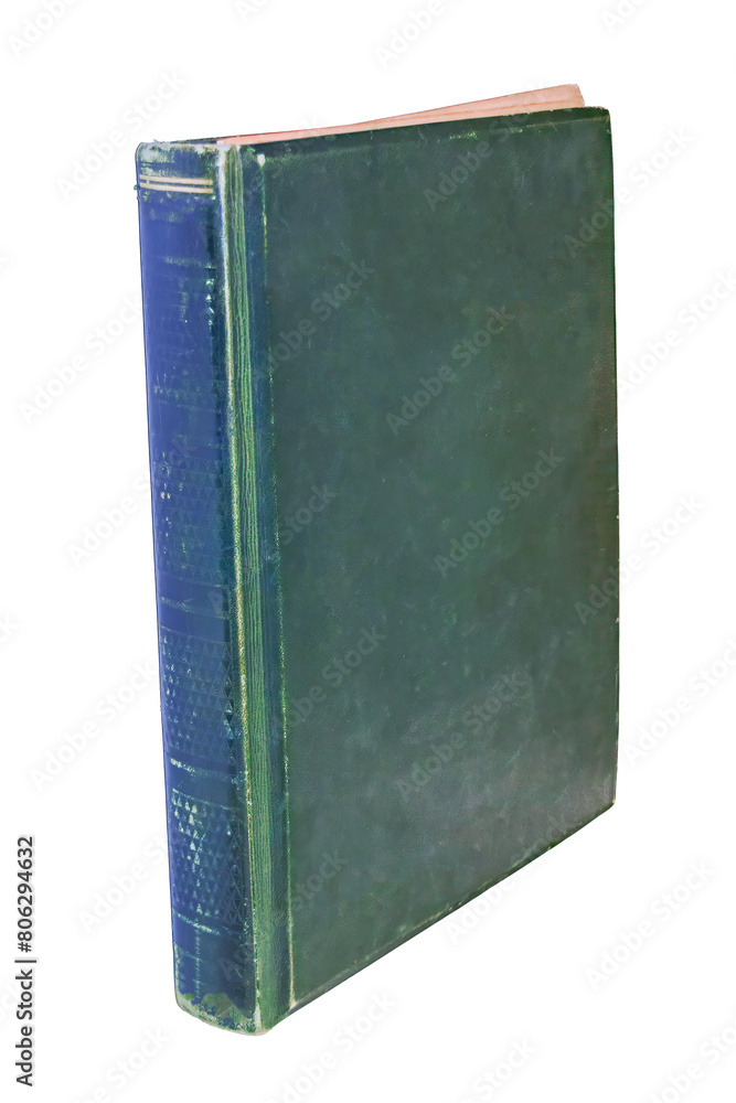 Old book in a green cover isolate on a white background close-up. Old book in a green cover isolate on a white background close-up.