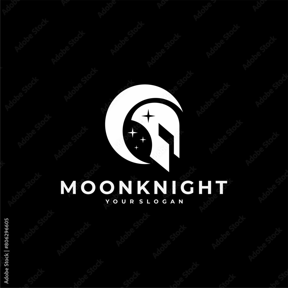 Obraz premium MOON KNIGHT NIGHT STAR LOGO VECTOR ICON ILLUSTRATION