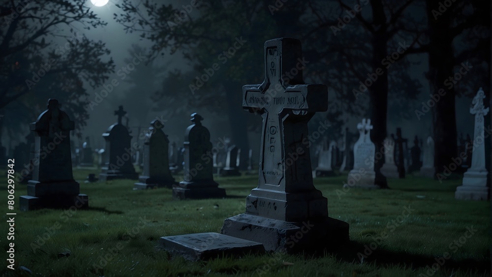 A scary and creepy moonlit graveyard.
A scary and creepy moonlit cemetery. A scary and creepy moonlit graveyard.
A scary and creepy moonlit cemetery.