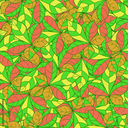 Seamless pattern of autumn leaves. A repeating background of hand-painted leaves