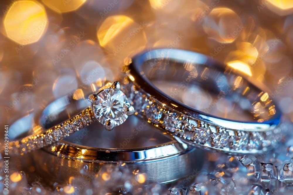 A pair of wedding rings in a beautiful A pair of wedding rings in a beautiful