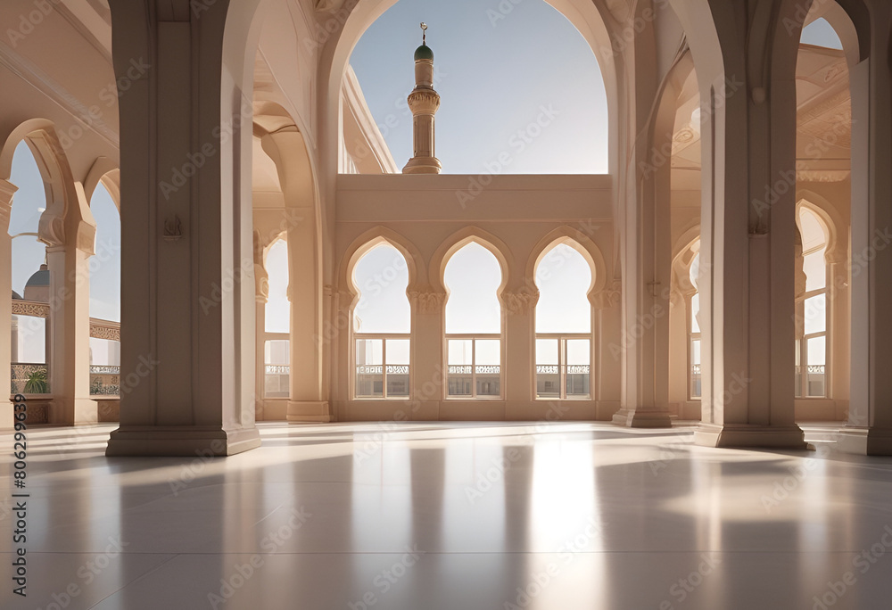 mosque in light color in minimal style