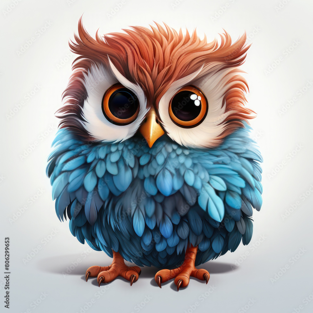 Watercolor Celeste owl, clipart Illustration, Generative Ai Watercolor Celeste owl, clipart Illustration, Generative Ai