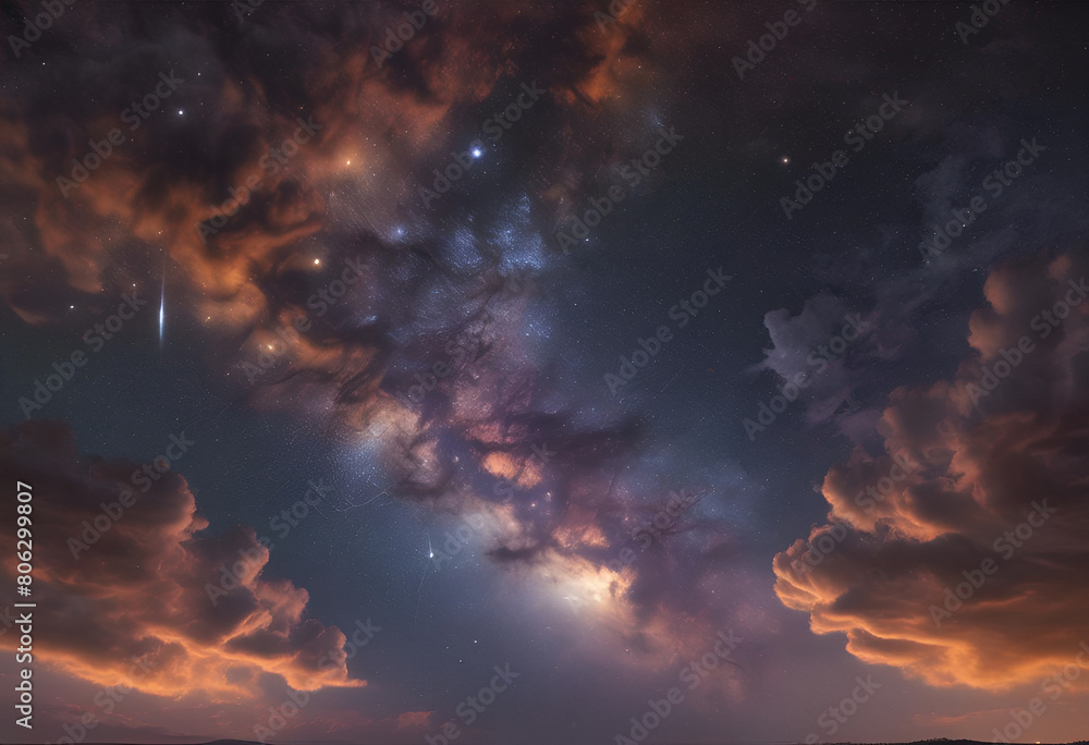 sky full of stars in minimal style at night