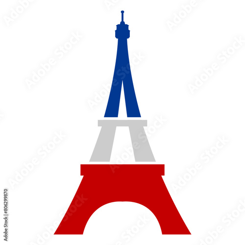 Eiffel tower symbol in the colors of the French flag - vector