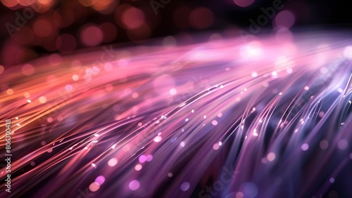 Illuminated Data Cables Transmitting Information on Dark Abstract Background. Concept Technology, Data Transfer, Illumination, Abstract Background, Communication