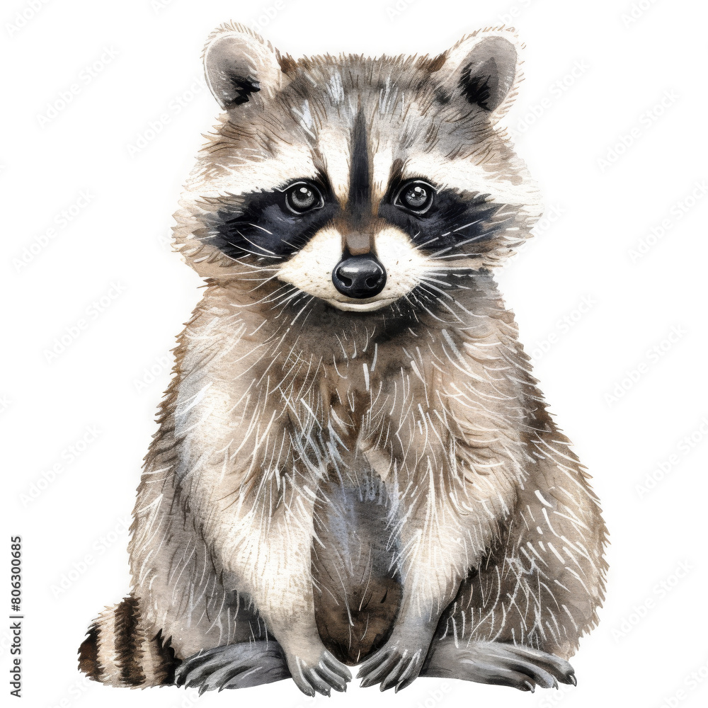 Sitting Raccoon Painting
