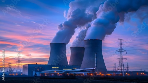 Supporting sustainability goals  Nuclear power plant cooling towers and large pipes. Concept Sustainable Energy  Nuclear Power  Cooling Towers  Large Pipes  Environmental Impact