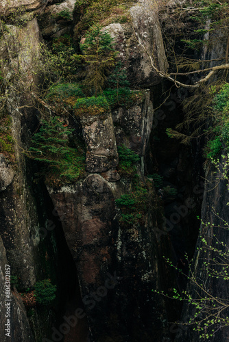 Stone gorge in mountains on Czech - Polish border