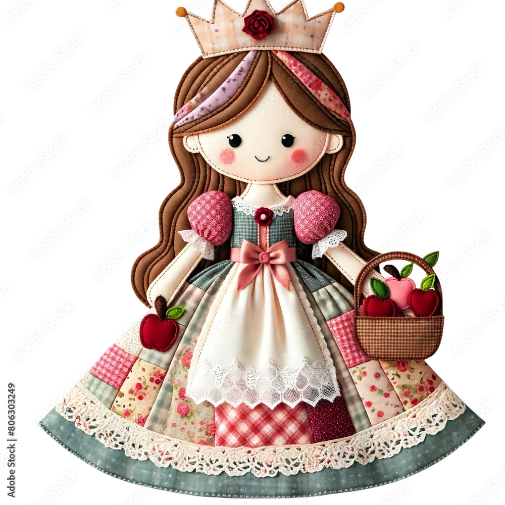 Appique fabric princess in patchwork dress