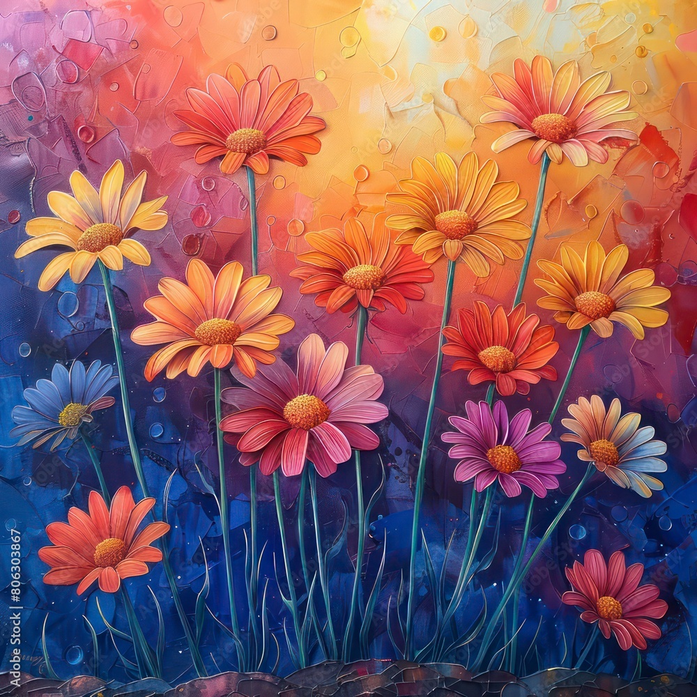 Whimsical Daisies in a Rainbow Gradient. Flower
Whimsical Daisies in a Rainbow Gradient. Flower