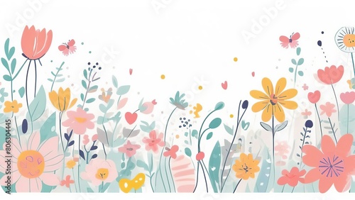Spring or summer card with empty space for congratulations or invitation  Mother s Day or Happy Spring Day card  Wedding invitation  space for text on spring background with flowers