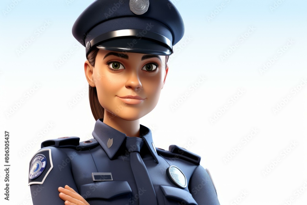 3D illustration of a policewoman 3D illustration of a policewoman