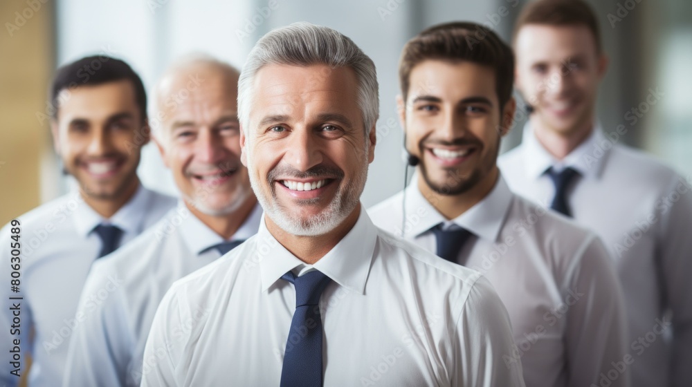 A group of smiling business people wearing ties A group of smiling business people wearing ties