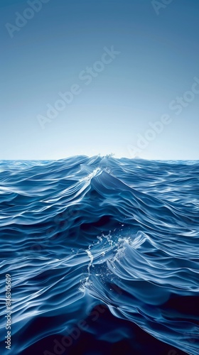 Deep blue ocean with big waves