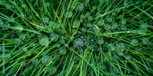 Close-up of dew drops on green grass