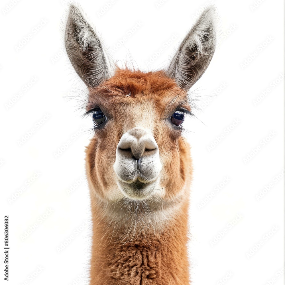 A llama looking straight at the camera
