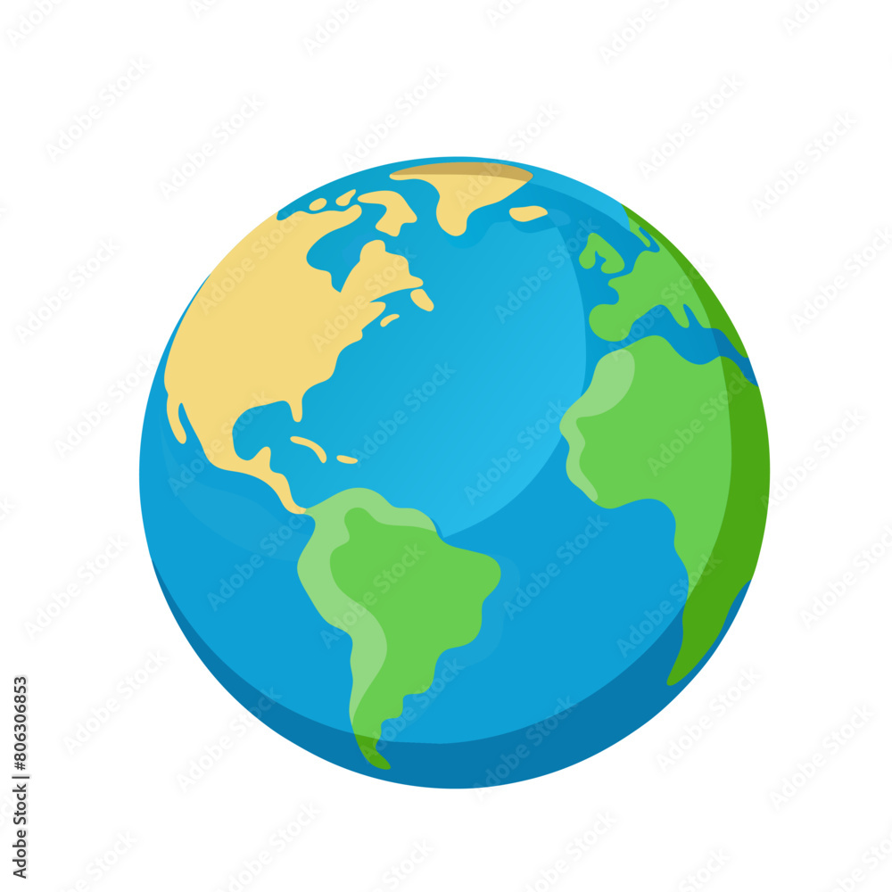 Flat planet Earth icon on white background