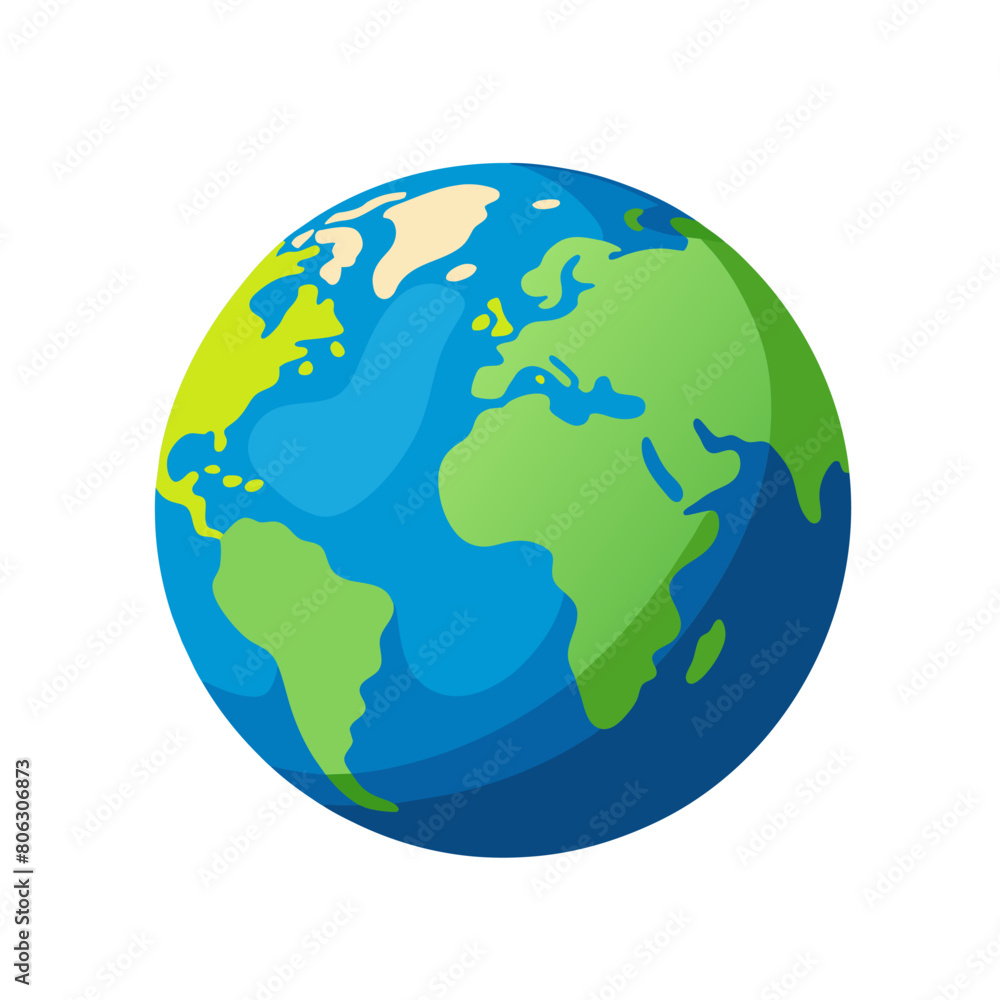 Flat planet Earth icon on white background Flat planet Earth icon on white background