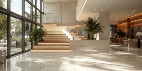 Bright and Airy Staircase in a Modern Home © Adobe Contributor