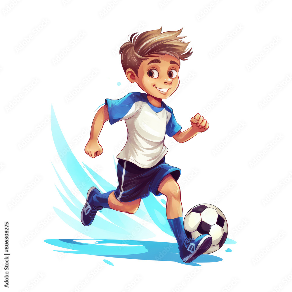 football or soccer player boy running fast and kicking a ball while training and playing a match isolated on a transparent background football or soccer player boy running fast and kicking a ball while training and playing a match isolated on a transparent background