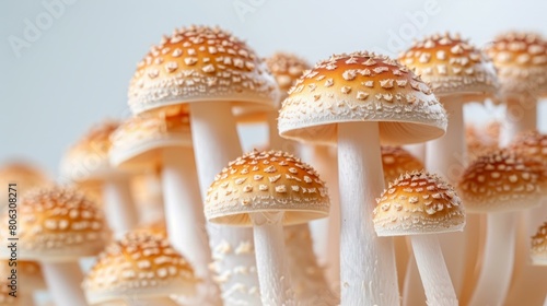 cluster of orange amanita muscaria mushrooms photo
