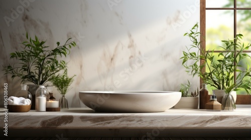 Bathroom vanity with plants