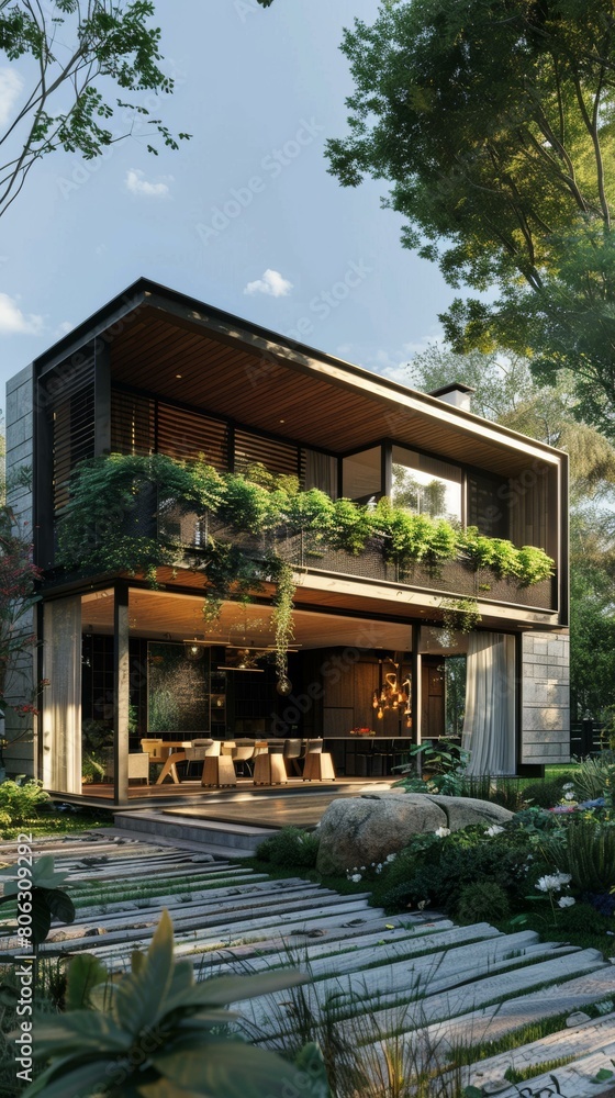 Modern House Exterior Design with Natural Elements