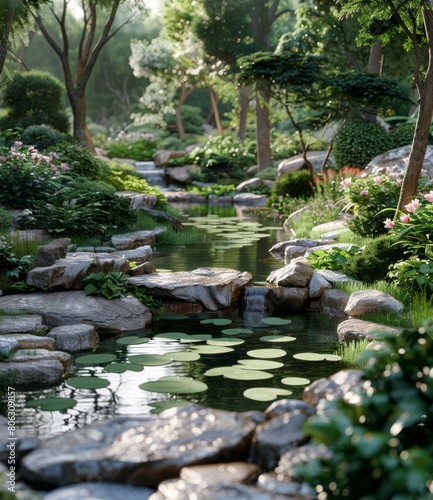 landscaping with rocks and water features