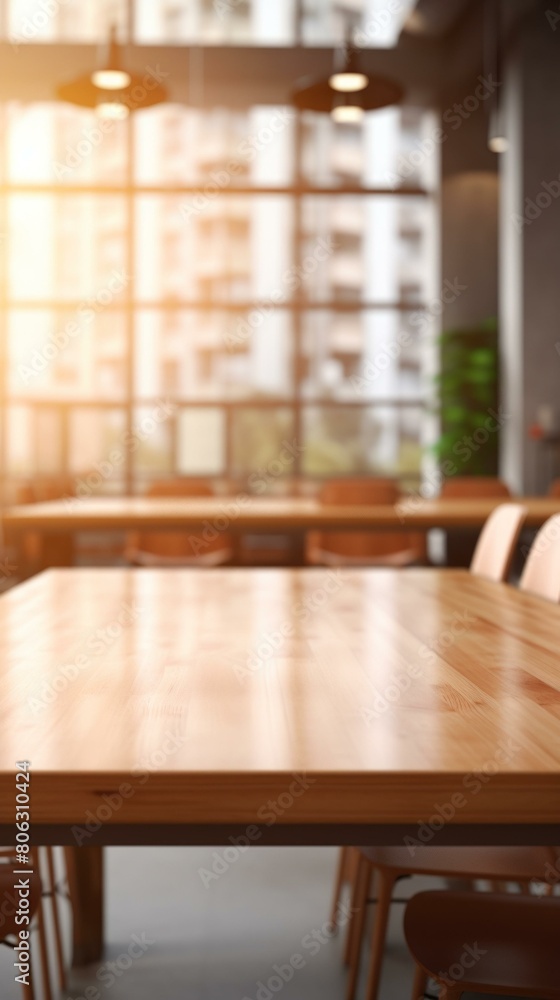 Empty conference room with wooden table and chairs Empty conference room with wooden table and chairs
