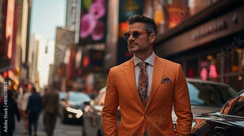 A Stylish Man in an Orange Suit © Adobe Contributor