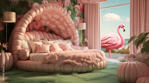 pink surreal bedroom flamingo photo