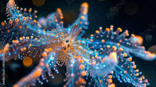 Underwater Close Up of a Colorful Sea Slug photo