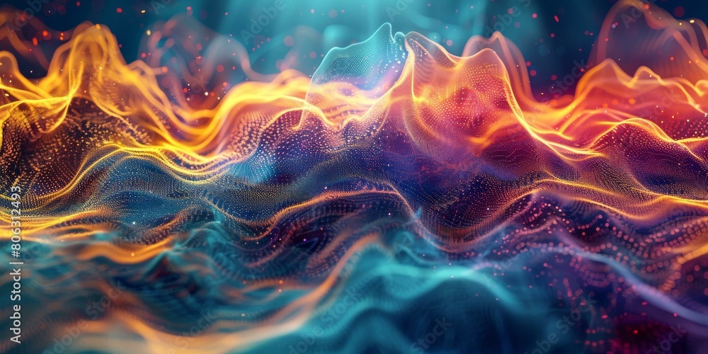 Colorful abstract background with flowing light waves