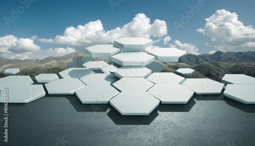 abstract 3d digital hexagon background generative ai
