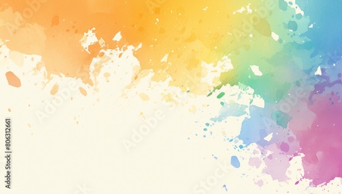 Watercolor frame background with a colorful splash and white space for text  rainbow colors in watercolor