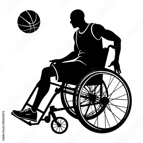 Wheelchair Basketball Vector SVG silhouette illustration, laser cut, Wheelchair Basketball Clip art