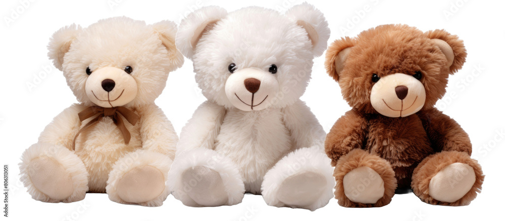 set of 3 stuffed animal toys isolated on a transparent background set of 3 stuffed animal toys isolated on a transparent background