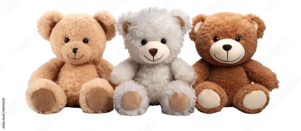 set of 3 stuffed animal toys isolated on a transparent background set of 3 stuffed animal toys isolated on a transparent background
