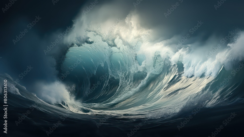 Fototapeta premium A powerful ocean wave. Concept of extreme and extreme sport